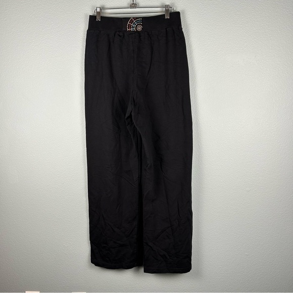 Chico's Zenergy Black Wide Leg Embroidered Jersey Cotton Pants Women's Size 1 - Picture 2 of 9